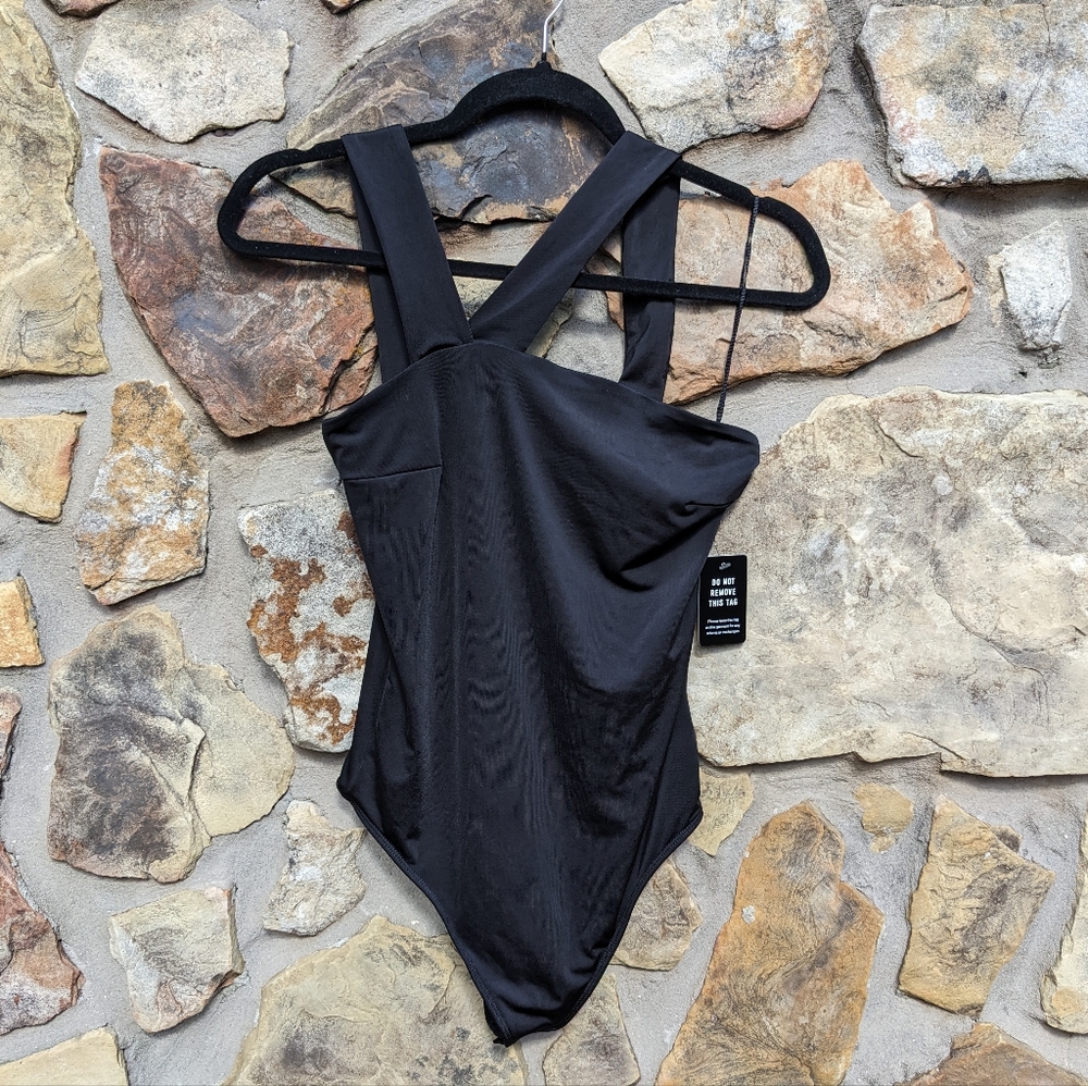 Asymmetrical Black Bodysuit